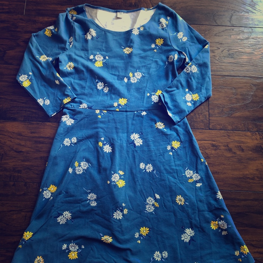 Blue Floral Fit and Flare Dress
